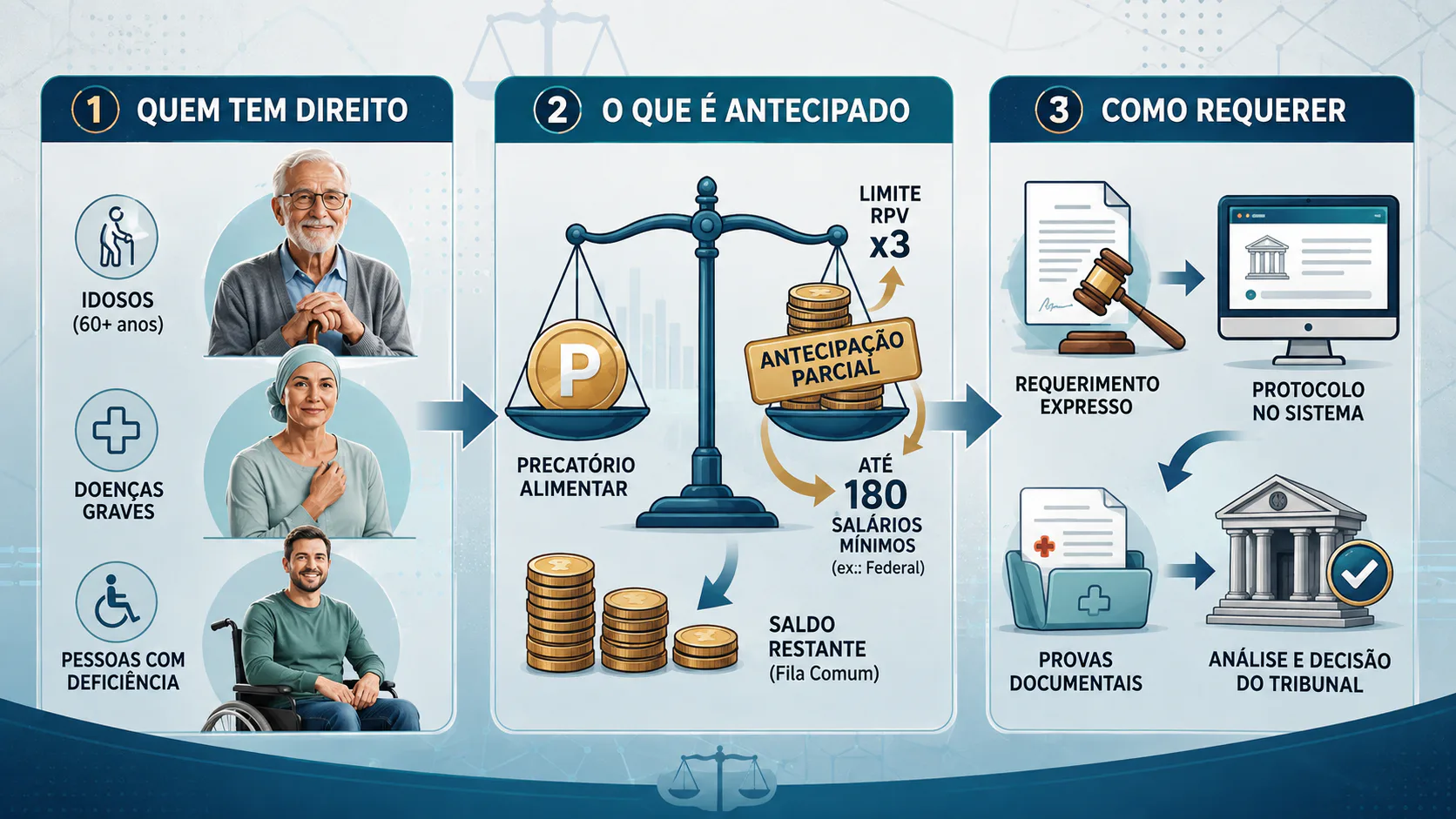 Pessoa idosa e profissional analisando documentos relacionados a superpreferência em precatório
